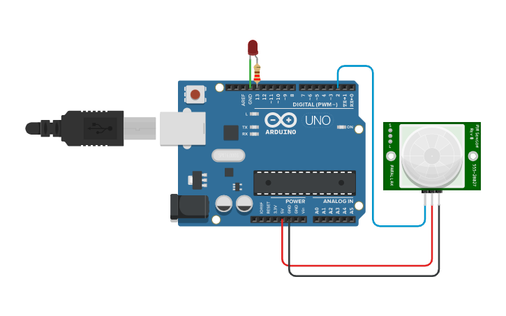 Circuit design PIR sensor - Tinkercad
