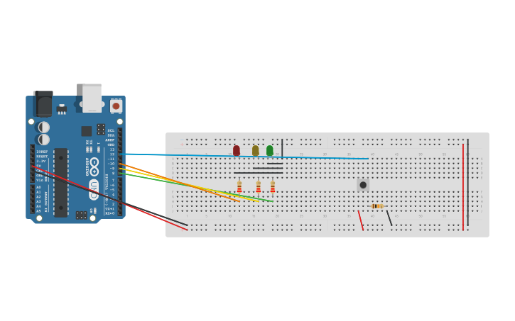 Circuit design Traffic Light controller (II) (Exercise) | Tinkercad