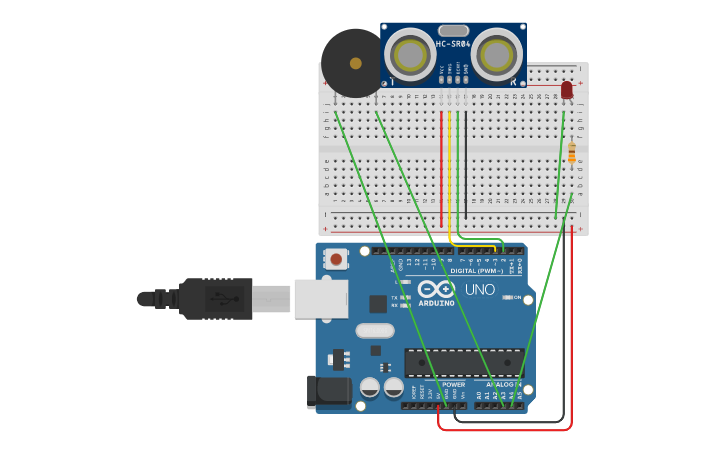 Circuit design car distance sensor - Tinkercad