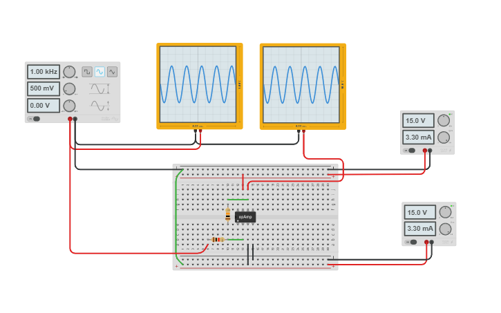 Circuit design OP-Amp - Inverting Amplifier - Tinkercad