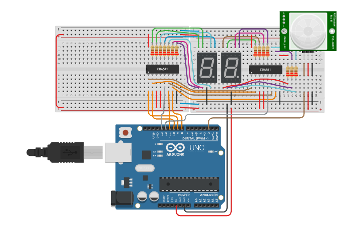 Circuit design People_Counter | Tinkercad