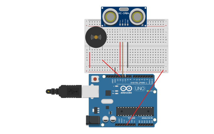 Circuit design Detector de objetos por ultrasonidos con Zumbador ...