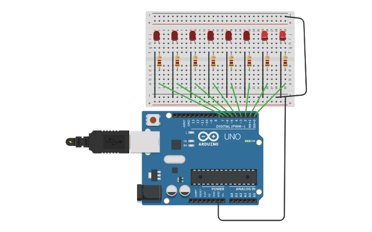 Circuit design Binary Counter - Tinkercad