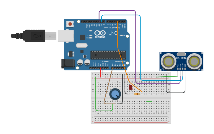 Circuit design SENSOR ULTRASONICO 1 - Tinkercad