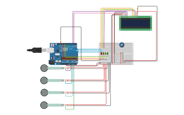 Circuit design Copy of Force Sensor using Arduino | Tinkercad