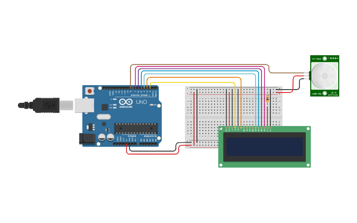 Circuit design Sensor de Presencia - Tinkercad