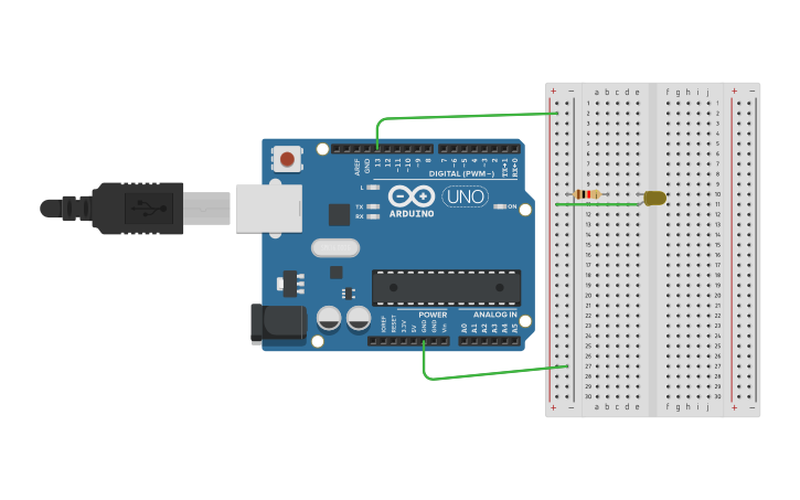 Circuit design blinking LED (using online Arduino kit) | Tinkercad